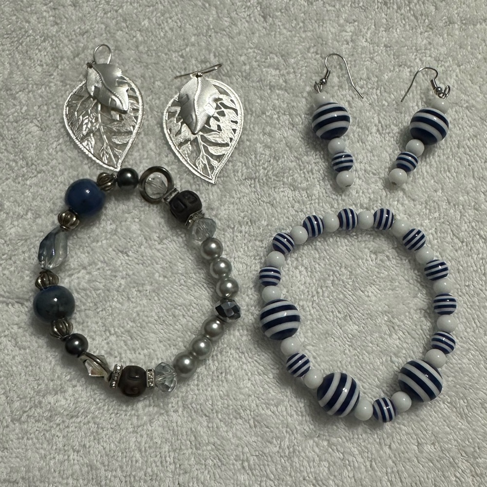 Silver and Blue Beaded Jewelry Set 💙🤍 Best Offer Accepted!